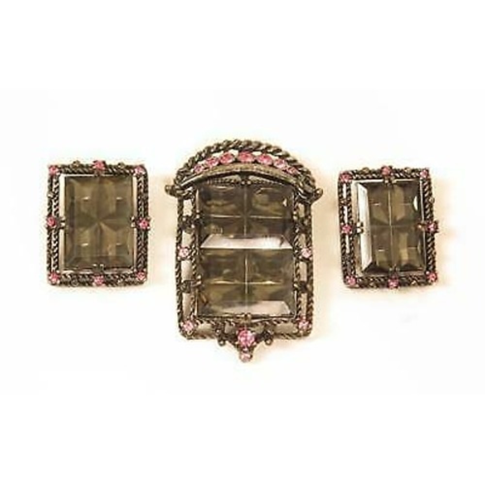 Vintage Sarah Coventry "Midnight Magic" Rhinestone Pendant/Pin Earrings Book Set